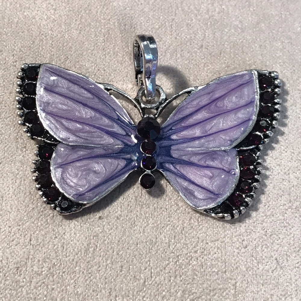 Purple Enamel Butterfly w/Rhinestones. Gorgeous.